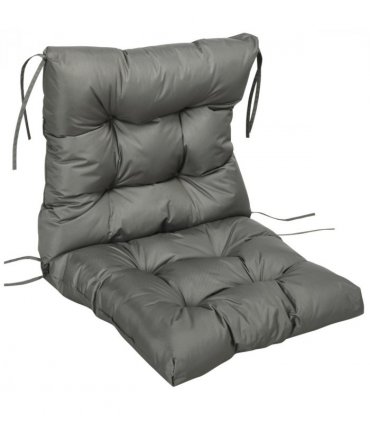 Garden Back Chair Cushion Light Grey Fabric 112cm x 56cm x 10cm Indoor Outdoor