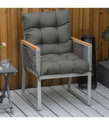 Garden Back Chair Cushion Light Grey Fabric 112cm x 56cm x 10cm Indoor Outdoor