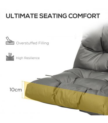 Garden Back Chair Cushion Light Grey Fabric 112cm x 56cm x 10cm Indoor Outdoor