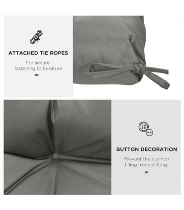 Garden Back Chair Cushion Light Grey Fabric 112cm x 56cm x 10cm Indoor Outdoor