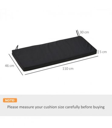 2-Seater Bench Cushion Polyester Cover Seat Pad Replacement Black