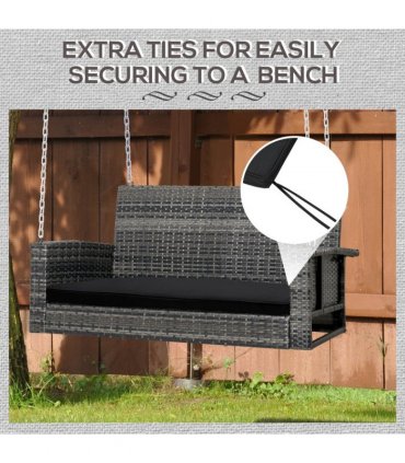 2-Seater Bench Cushion Polyester Cover Seat Pad Replacement Black