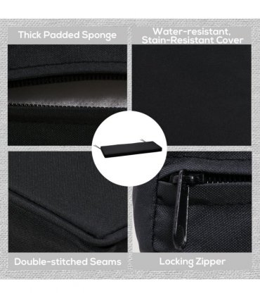 2-Seater Bench Cushion Polyester Cover Seat Pad Replacement Black