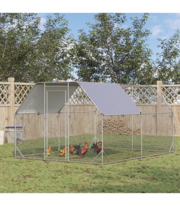 Chicken Run W/ Roof, Walk In Chicken Coop for 10-12 Chickens, Hen House