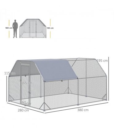 Chicken Run W/ Roof, Walk In Chicken Coop for 10-12 Chickens, Hen House