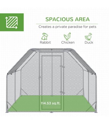 Chicken Run W/ Roof, Walk In Chicken Coop for 10-12 Chickens, Hen House