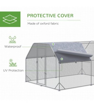 Chicken Run W/ Roof, Walk In Chicken Coop for 10-12 Chickens, Hen House