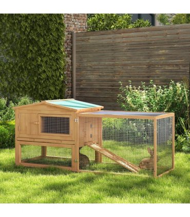 Wooden Rabbit Hutch Enclosure Run House 2 Tier Large Coop Run Pet