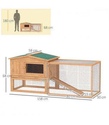 Wooden Rabbit Hutch Enclosure Run House 2 Tier Large Coop Run Pet