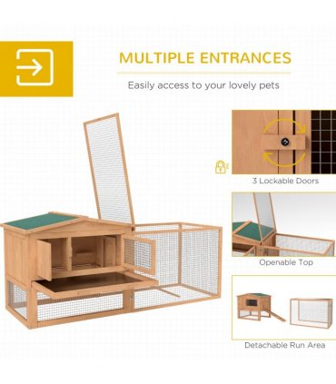 Wooden Rabbit Hutch Enclosure Run House 2 Tier Large Coop Run Pet