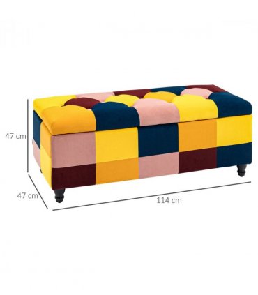 Velvet Storage Ottoman Multicolor 114 x 47 x 47cm Button-tufted Footstool Box