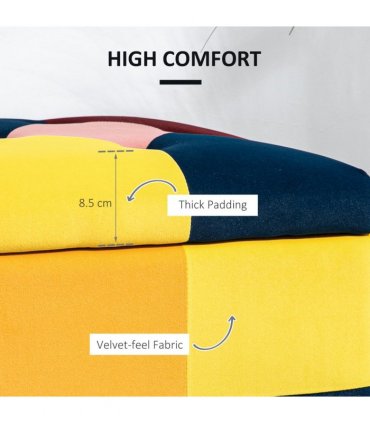 Velvet Storage Ottoman Multicolor 114 x 47 x 47cm Button-tufted Footstool Box