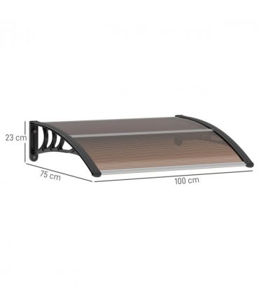 Porch Awning Polycarbonate Brown 75cm x 100cm x 23cm UV Water Cover Shade