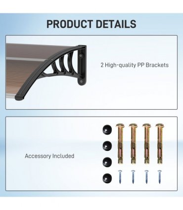 Porch Awning Polycarbonate Brown 75cm x 100cm x 23cm UV Water Cover Shade