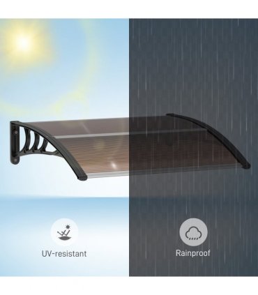 Porch Awning Polycarbonate Brown 75cm x 100cm x 23cm UV Water Cover Shade