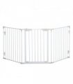 Pet Safety Gate 3-Panel Playpen Metal Fence W/ Walk Through Door White