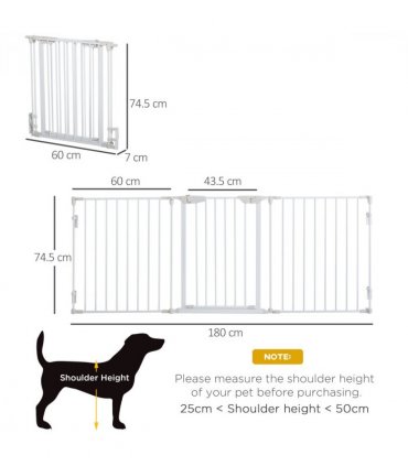Pet Safety Gate 3-Panel Playpen Metal Fence W/ Walk Through Door White