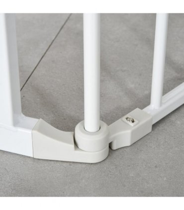 Pet Safety Gate 3-Panel Playpen Metal Fence W/ Walk Through Door White