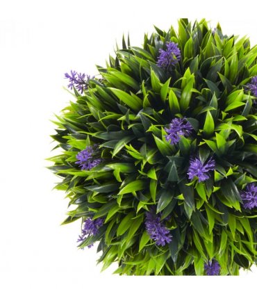 Plastic Green of 2 Potted Artificial Plants Ball Tree with Lavender Flowers
