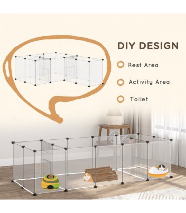 Pet Playpen, 18 Panels DIY Small Animal Cage for Guinea Pigs Hedgehogs