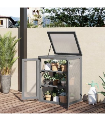3-tier Wood Greenhouse Plant Storage Shelf Garden Cold Frame Grow House
