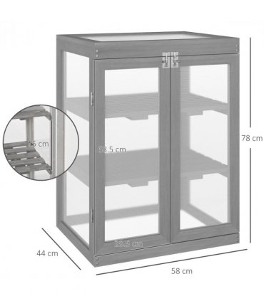3-tier Wood Greenhouse Plant Storage Shelf Garden Cold Frame Grow House