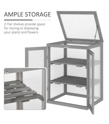 3-tier Wood Greenhouse Plant Storage Shelf Garden Cold Frame Grow House