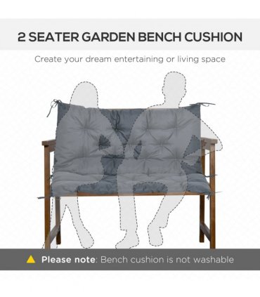 Outdoor Seat Pad Polyester Dark Grey 98L x 100W x 8D cm 2 Seater Garden Bench