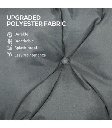 Outdoor Seat Pad with Ties Dark Grey Polyester 98L x 150W x 8D cm Garden Bench