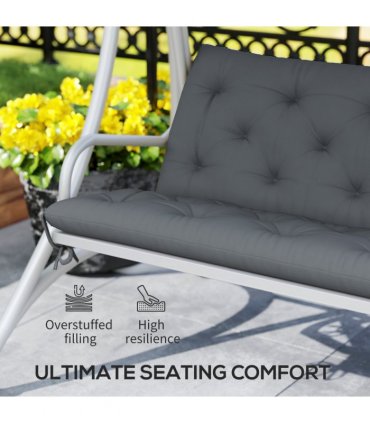 Outdoor Seat Pad with Ties Dark Grey Polyester 98L x 150W x 8D cm Garden Bench