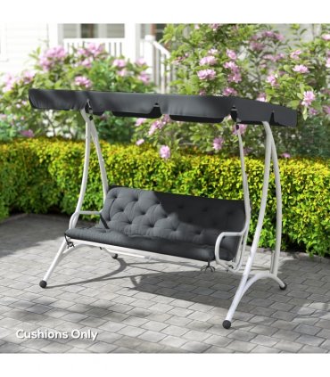 Outdoor Seat Pad with Ties Dark Grey Polyester 98L x 150W x 8D cm Garden Bench