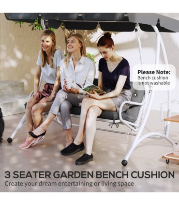 Outdoor Seat Pad with Ties Dark Grey Polyester 98L x 150W x 8D cm Garden Bench