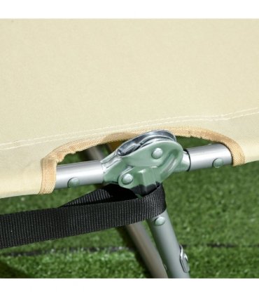 Patio Foldable Sun Lounger 5 Level Adjustable Reclining Chair Beige