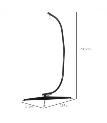 Metal Black 112cm x 79cm x 215cm Hammock Chair Stand Only Heavy Duty C-Stand