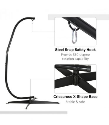 Metal Black 112cm x 79cm x 215cm Hammock Chair Stand Only Heavy Duty C-Stand