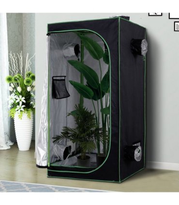 Outsunny Mylar Hydroponic Grow Tent w/ Floor Tray for Indoor Plant 80x80x160cm