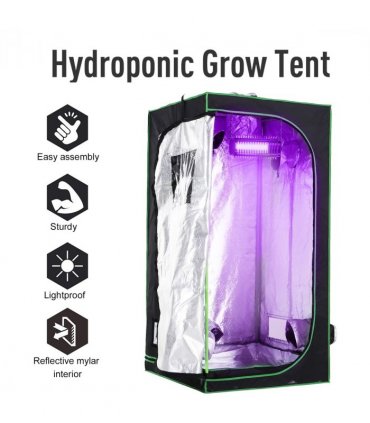 Outsunny Mylar Hydroponic Grow Tent w/ Floor Tray for Indoor Plant 80x80x160cm