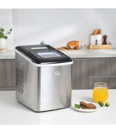 HOMCOM Ice Maker Machine Portable Counter Top Ice Cube Maker for Home Black