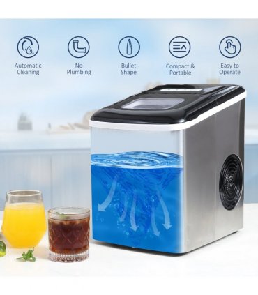 HOMCOM Ice Maker Machine Portable Counter Top Ice Cube Maker for Home Black