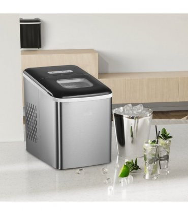HOMCOM Ice Maker Machine Portable Counter Top Ice Cube Maker for Home Black