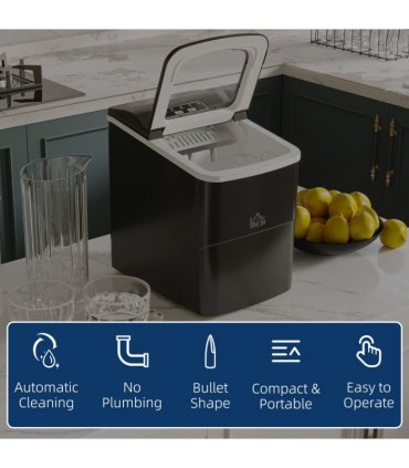 Ice Maker 12kg/24H Production with Scoop Basket for Home Office Black