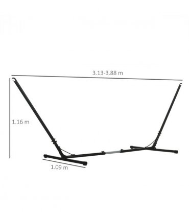 Hammock Stand Black Powder Coated Steel 313-388L x 109W x 116Hcm 12ft/3.8m