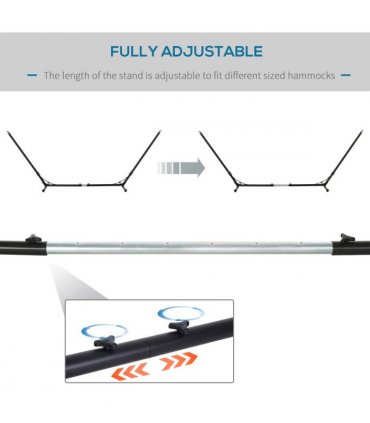 Hammock Stand Black Powder Coated Steel 313-388L x 109W x 116Hcm 12ft/3.8m