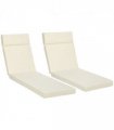 Set of 2 Lounger Cushions Deep Seat Patio Cushions with Ties White