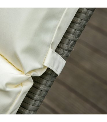 Set of 2 Lounger Cushions Deep Seat Patio Cushions with Ties White
