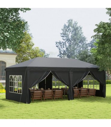 3 x 6m Pop Up Gazebo Height Adjustable Party Tent w/ Storage Bag Black