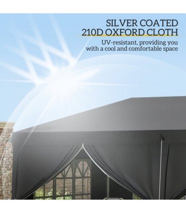 3 x 6m Pop Up Gazebo Height Adjustable Party Tent w/ Storage Bag Black