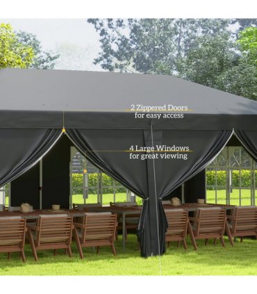 3 x 6m Pop Up Gazebo Height Adjustable Party Tent w/ Storage Bag Black