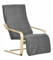 Lounge Chair Recliner Dark Grey Adjustable Footrest Wooden Frame Padded Seat