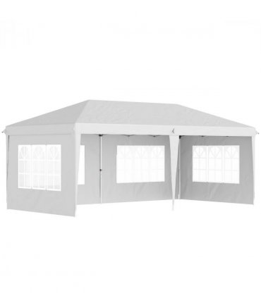 Gazebo: White Steel 585 cm x 295 cm x 270 cm 3 x 6m Heavy Duty Pop Up - White